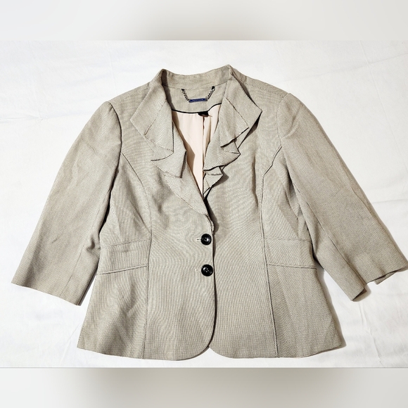 White House Black Market Blazer Jacket Beige Women's Size 12 - Picture 6 of 7